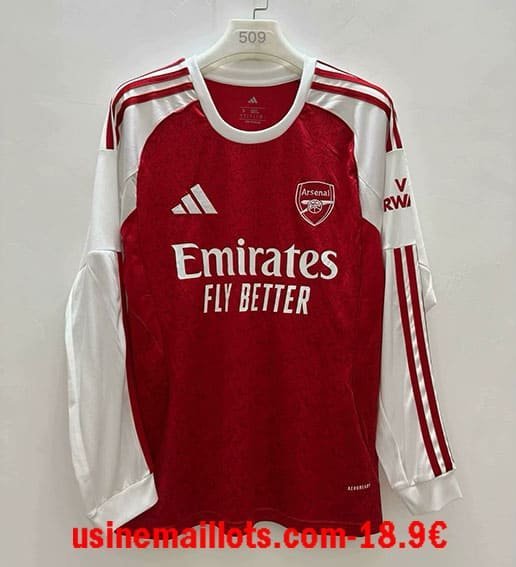 Maillot Arsenal Domicile Manches Longues 2025/2026