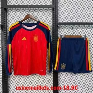 Maillot Enfant Manches Longues Espagne Domicile Coupe du Monde 2026