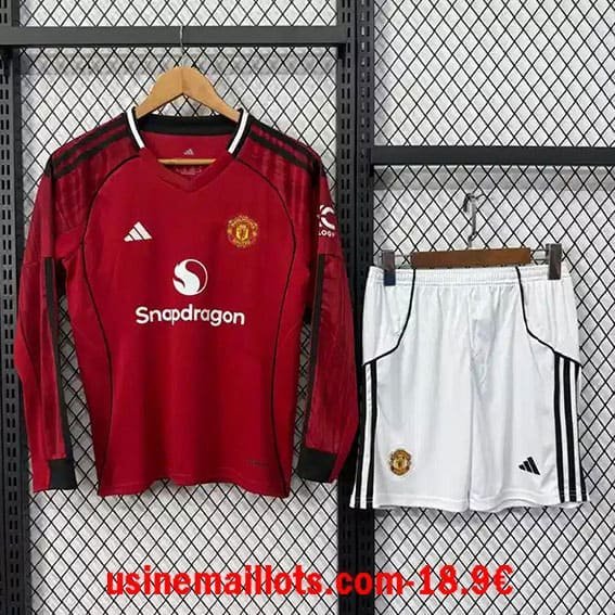 Maillot Enfant Manchester United Domicile Manches Longues 2025/2026