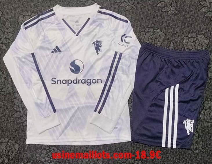 Maillot Enfant Manchester United Extérieur Manches Longues 2025/2026