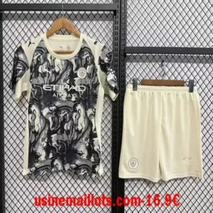 Maillot Enfant Pré-Match Manchester City 2025/2026 Blanc Gris