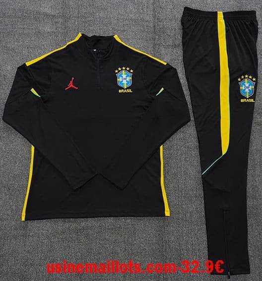 Survêtement Enfant Bresil 2026 Noir Jaune