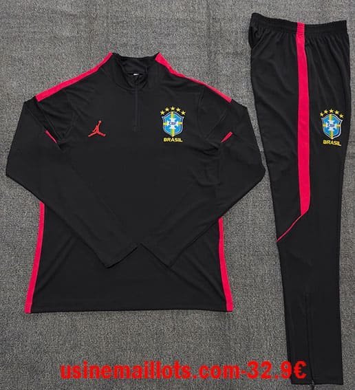Survêtement Enfant Bresil 2026 Noir Rouge