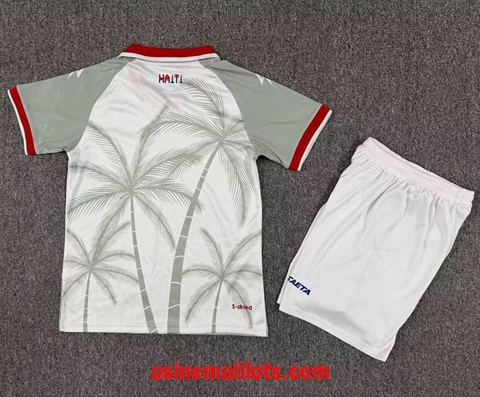 Maillot Enfant Haiti Extérieur Coupe du Monde 2026 Blanc Gris – Image 2