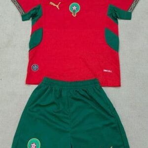 Maillot Enfant Maroc Domicile Coupe du Monde 2026 Rouge Vert