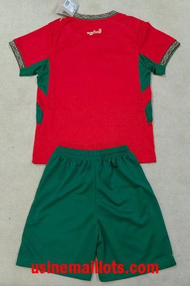 Maillot Enfant Maroc Domicile Coupe du Monde 2026 Rouge Vert – Image 2