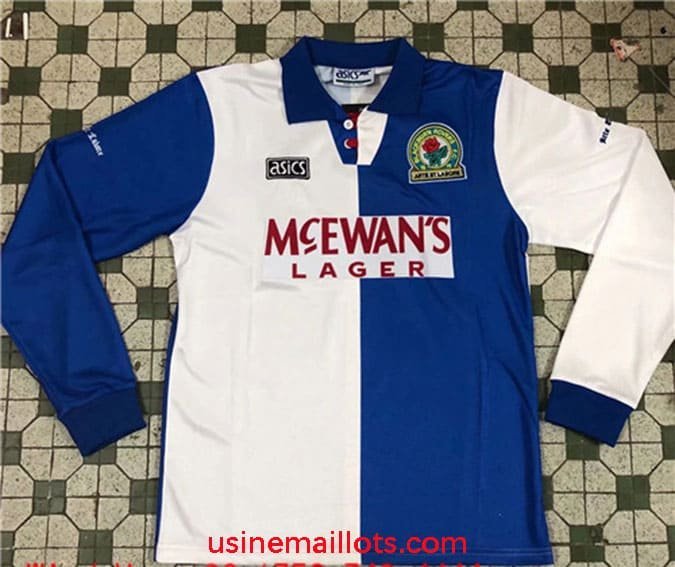 Maillot Rétro Blackburn Rovers Domicile Manches Longues 1994-1995