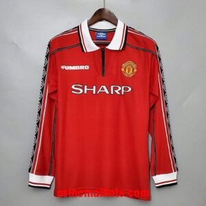 Maillot Rétro Manchester United Domicile Manches Longues 1998/1999