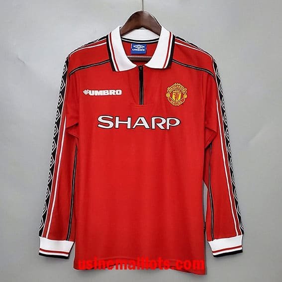 Maillot Rétro Manchester United Domicile Manches Longues 1998/1999