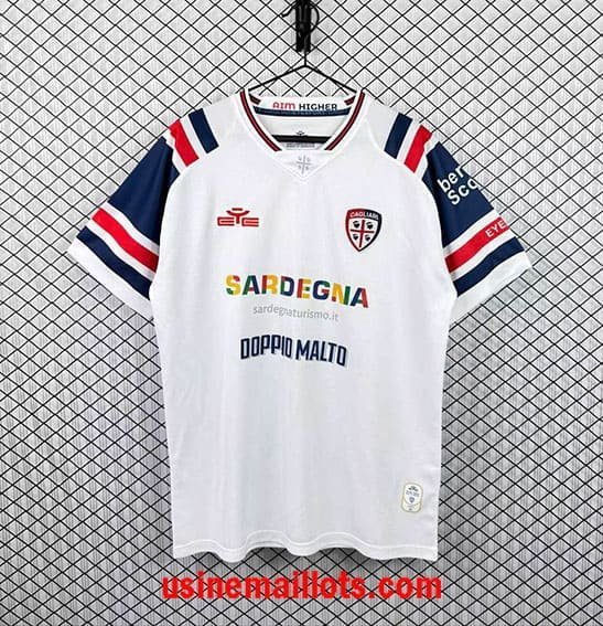 Maillot Cagliari Extérieur 2026/2027 Blanc Bleu Rouge