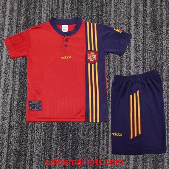 Maillot Enfant Rétro Espagne Domicile 1996 Rouge Bleu
