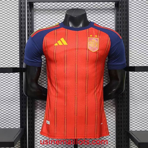 Maillot Match Espagne Domicile Coupe du Monde 2026 2 Étoiles Rouge Bleu