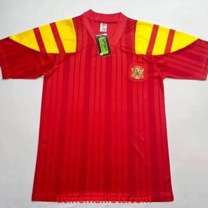 Maillot Rétro Espagne Domicile 1992 Rouge Jaune
