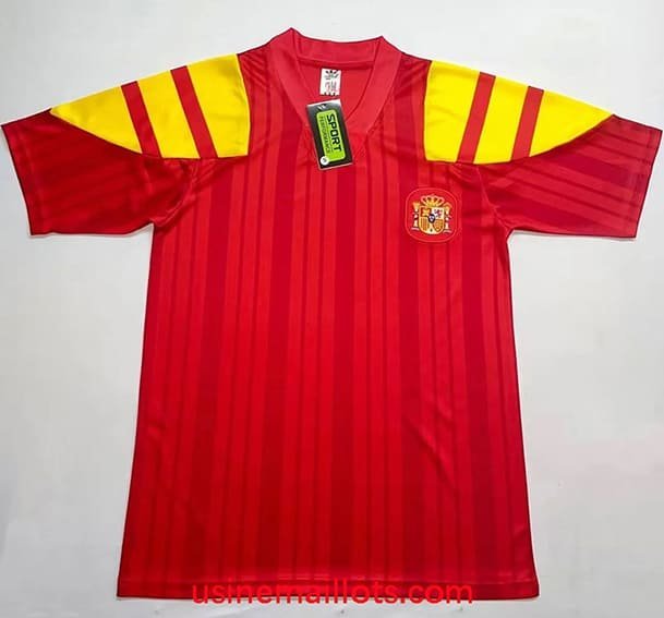 Maillot Rétro Espagne Domicile 1992 Rouge Jaune