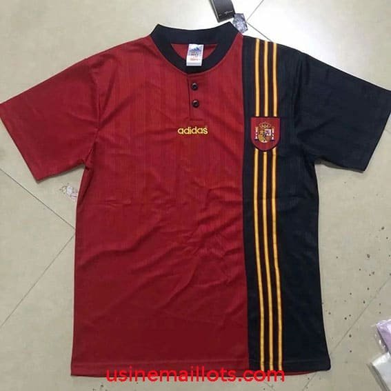 Maillot Rétro Espagne Domicile 1996 Rouge Bleu