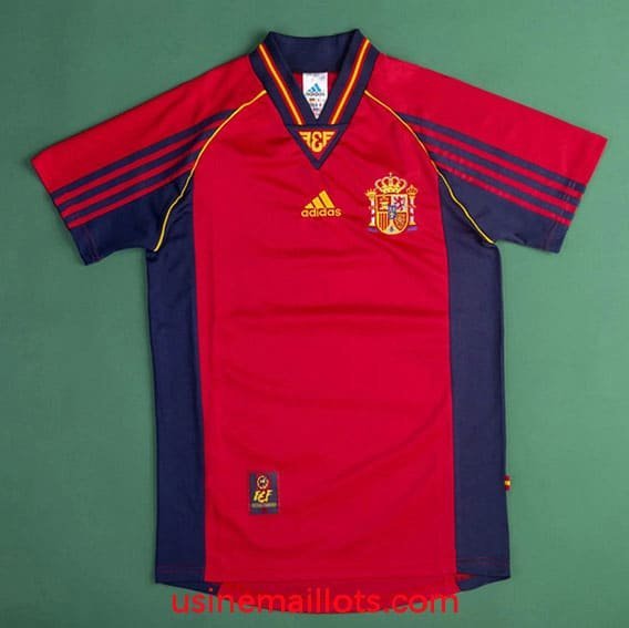 Maillot Rétro Espagne Domicile 1998 Rouge Bleu