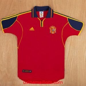 Maillot Rétro Espagne Domicile 2000 Rouge Bleu