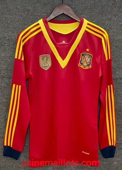 Maillot Rétro Espagne Domicile Manches Longues 2013 Rouge