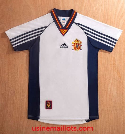 Maillot Rétro Espagne Extérieur 1998 Blanc Bleu