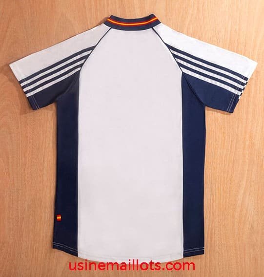 Maillot Rétro Espagne Extérieur 1998 Blanc Bleu – Image 2