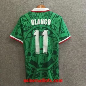 Alternative view of Maillot Rétro Mexique Blanco Domicile 1998 Vert