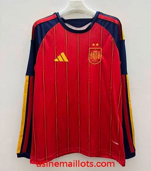 Maillot Manches Longues Espagne Domicile Coupe du Monde 2026 2 Étoiles