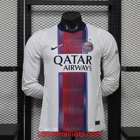 Maillot Match PSG Extérieur Manches Longues 2026/2027 Blanc Rouge