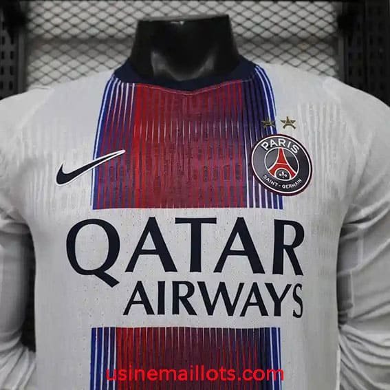 Maillot Match PSG Extérieur Manches Longues 2026/2027 Blanc Rouge – Image 2